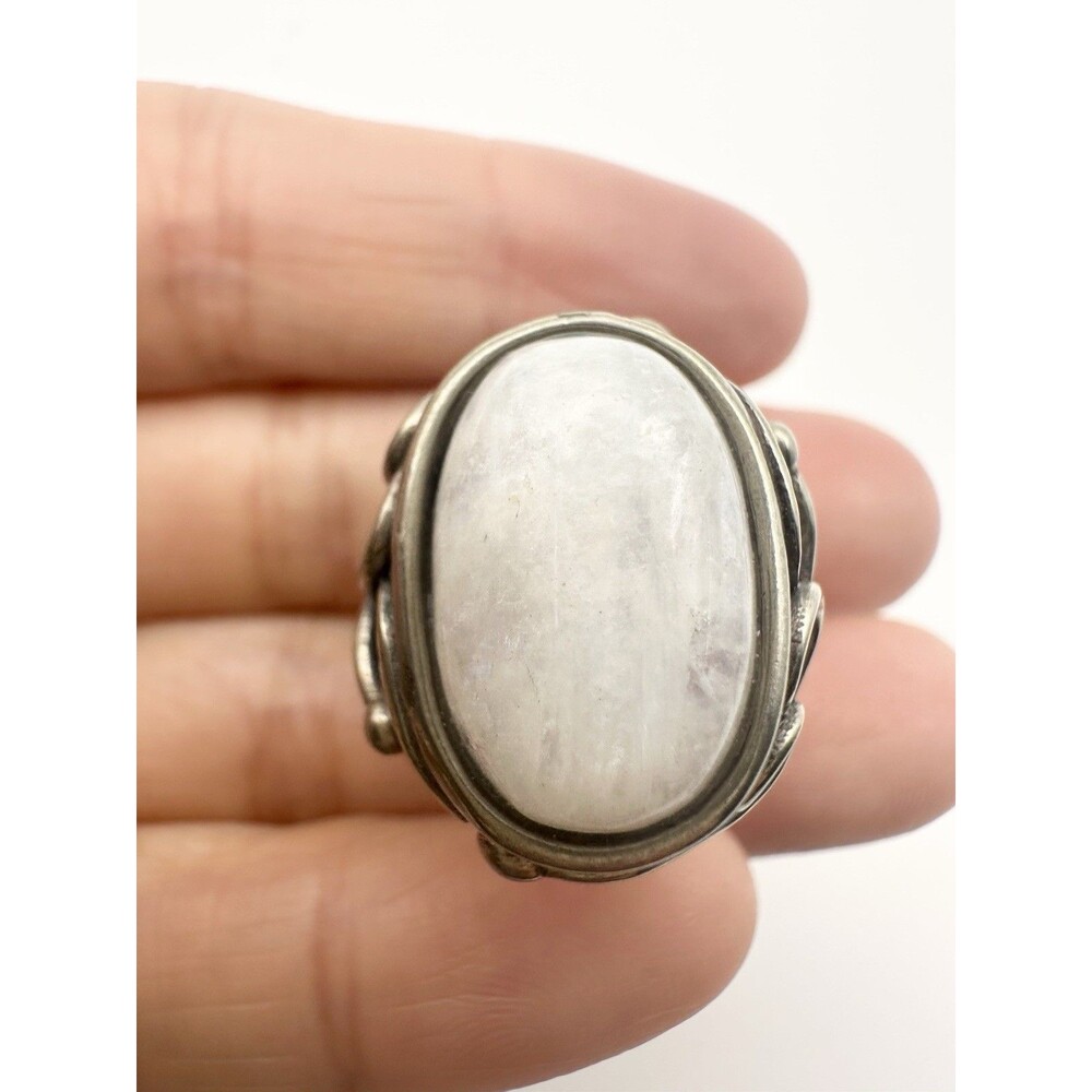 925 sterling silver moonstone cabochon ring size 6.75